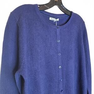 NWT Woolovers Crew Neck Cashmere Navy cardigan Size M Soft cozy preppy luxury